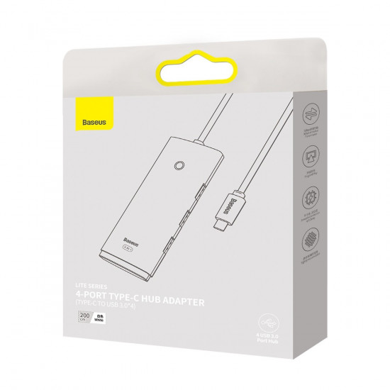 Baseus Lite Series 4-Port Type-C HUB Adapter (Type-C to USB 3.0*4 ) 2m White Baseus Lite Series 4-Port Type-C HUB Adapter (Type-C to USB 3.0*4 ) 2m White