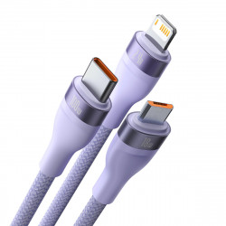 Baseus Flash Series Ⅱ One-for-three Fast Charging Data Cable USB to M+L+C 100W 1.2m Purple Baseus Flash Series Ⅱ One-for-three Fast Charging Data Cable USB to M+L+C 100W 1.2m Purple