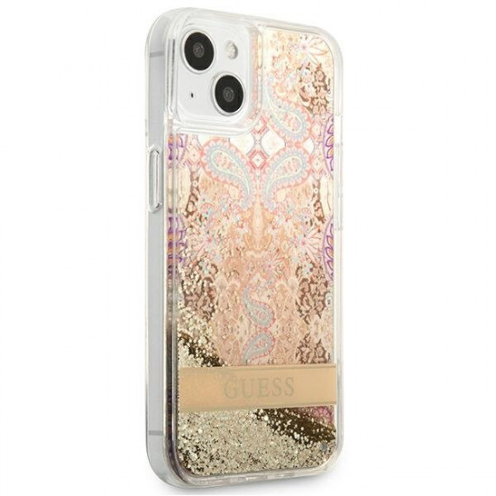 Guess GUHCP13SLFLSD iPhone 13 mini 5.4 &quot;gold / gold hardcase Paisley Liquid Glitter