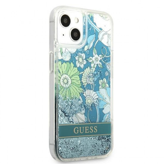 Guess GUHCP13MLFLSN iPhone 13 6.1 &quot;green / green hardcase Flower Liquid Glitter