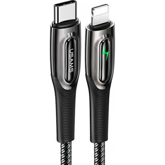 USAMS Nylon Cable USB-C - Lightning Smart Power-off 20W PD Cable 1.2m black SJ518USB01 (US-SJ518)