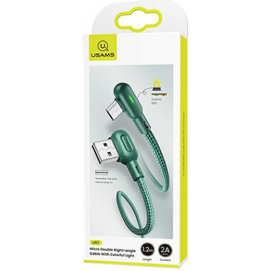 USAMS Angle Cable U57 MicroUSB 1,2m 2A green SJ458USB02 (US-SJ458)