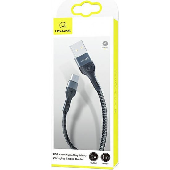 USAMS Nylon Cable U55 2A microUSB black 1m SJ450USB01 (US-SJ450)