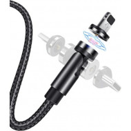 USAMS Magnetic Nylon Cable U59 Lightning 2.1A Fast Charge 1m black SJ472USB01 (US-SJ472)