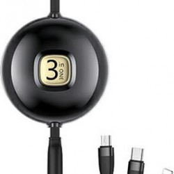 USAMS Cable U69 3in1 1m black (Lightning/microUSB/USB-C) SJ508USB01 (US-SJ508)