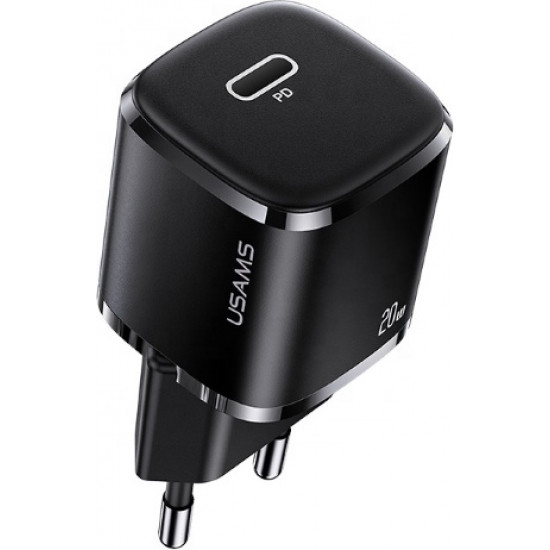 USAMS Wall Charger 1xUSB-C T36 mini 20W PD3.0 Fast Charging black CC124TC01 (US-CC124)