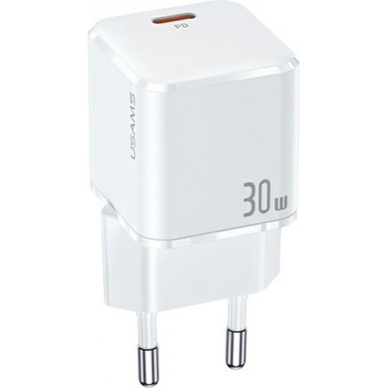 USAMS Wall Charger 1xUSB-C T45 mini 30W PD3.0 Fast Charging white CC148TC02 (US-CC148)