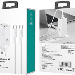 USAMS Wall Charger MT 2xUSB-C+USB GaN 65W T33 PD + cable USB-C-USB-C 100W Fast Charging white MTXLOGTC02 USAMS Wall Charger MT 2xUSB-C+USB GaN 65W T33 PD + cable USB-C-USB-C 100W Fast Charging white MTXLOGTC02