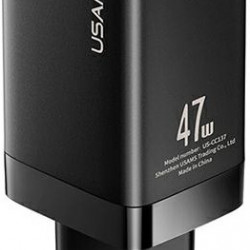 USAMS Wall Charger T41 USB-C+USB GaN 47W PD+QC Fast Charging black CC137TC01 (US-CC137)