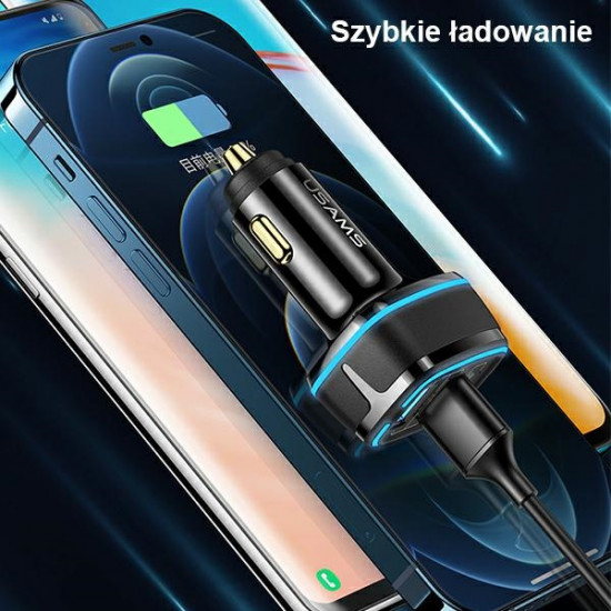 USAMS Car Charger 2xUSB+1xUSB-C C24 80W Fast Charge black CC126TC01 (US-CC126)