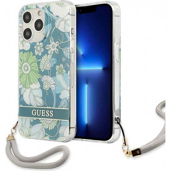 Guess GUHCP13XHFLSN Apple iPhone 13 Pro Max green hardcase Flower Strap