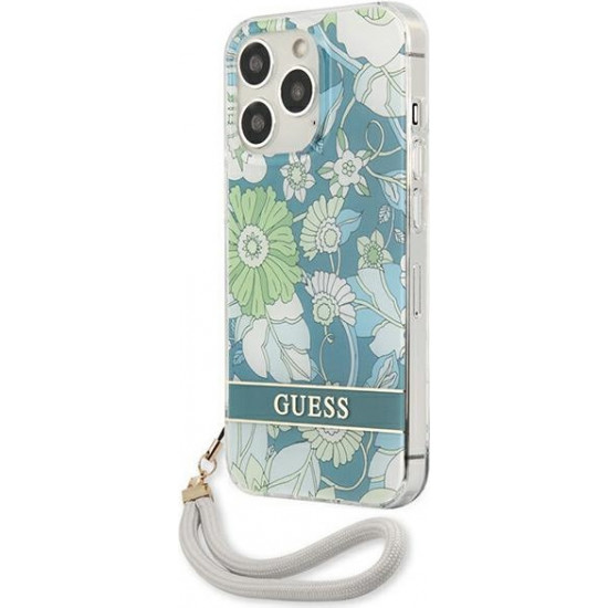 Guess GUHCP13XHFLSN Apple iPhone 13 Pro Max green hardcase Flower Strap