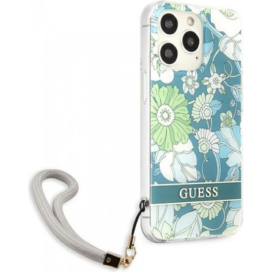 Guess GUHCP13XHFLSN Apple iPhone 13 Pro Max green hardcase Flower Strap