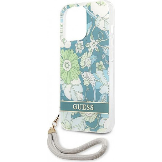 Guess GUHCP13XHFLSN Apple iPhone 13 Pro Max green hardcase Flower Strap