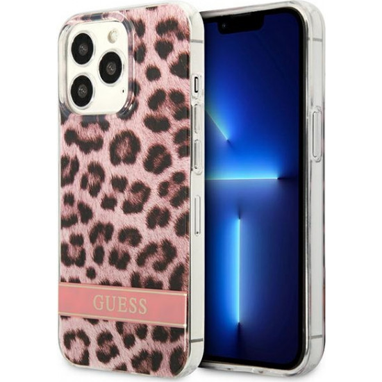 Guess GUHCP13XHSLEOP Apple iPhone 13 Pro Max pink hardcase Leopard