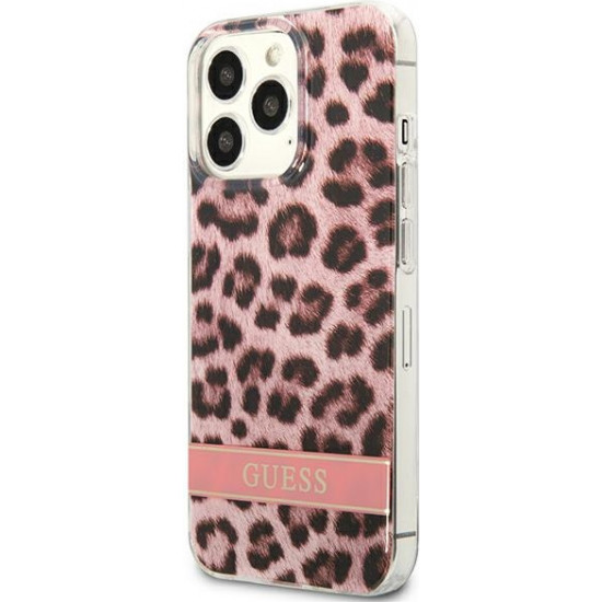 Guess GUHCP13XHSLEOP Apple iPhone 13 Pro Max pink hardcase Leopard