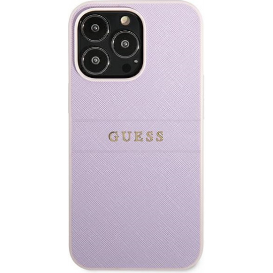 Guess GUHCP13LPSASBPU Apple iPhone 13 Pro purple Saffiano Hot Stamp & Metal Logo