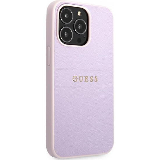 Guess GUHCP13LPSASBPU Apple iPhone 13 Pro purple Saffiano Hot Stamp & Metal Logo