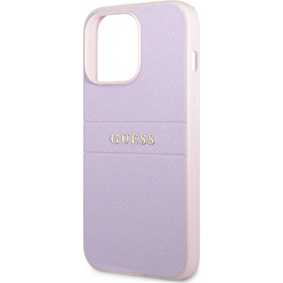 Guess GUHCP13LPSASBPU Apple iPhone 13 Pro purple Saffiano Hot Stamp & Metal Logo