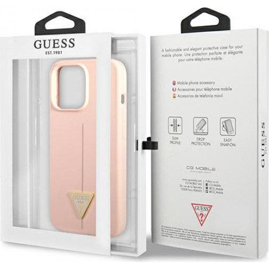 Guess GUHCP13LSLTGP Apple iPhone 13 Pro pink hardcase Silicone Triangle