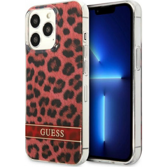 Guess GUHCP13LHSLEOR Apple iPhone 13 Pro red hardcase Leopard