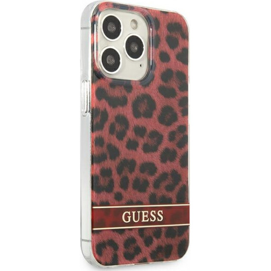 Guess GUHCP13LHSLEOR Apple iPhone 13 Pro red hardcase Leopard