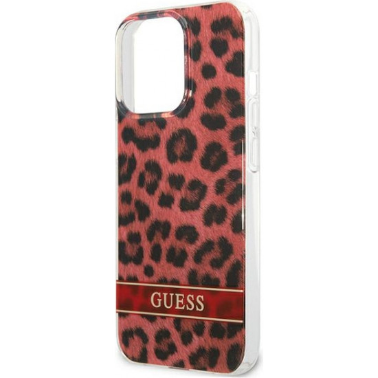 Guess GUHCP13LHSLEOR Apple iPhone 13 Pro red hardcase Leopard