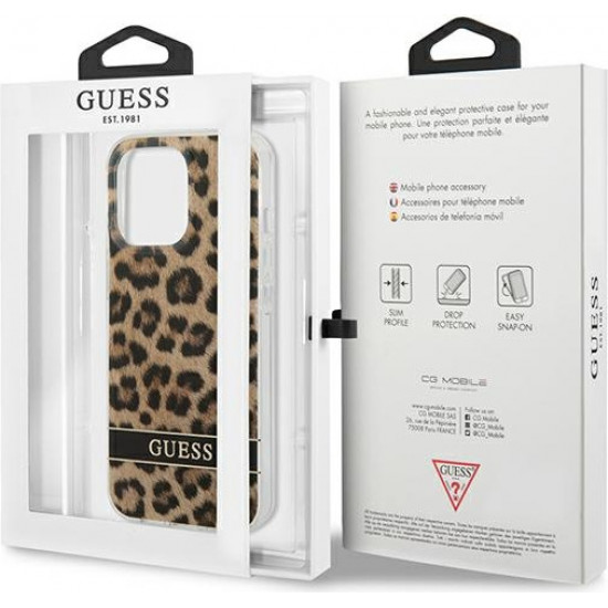 Guess GUHCP13LHSLEOW Apple iPhone 13 Pro brown hardcase Leopard