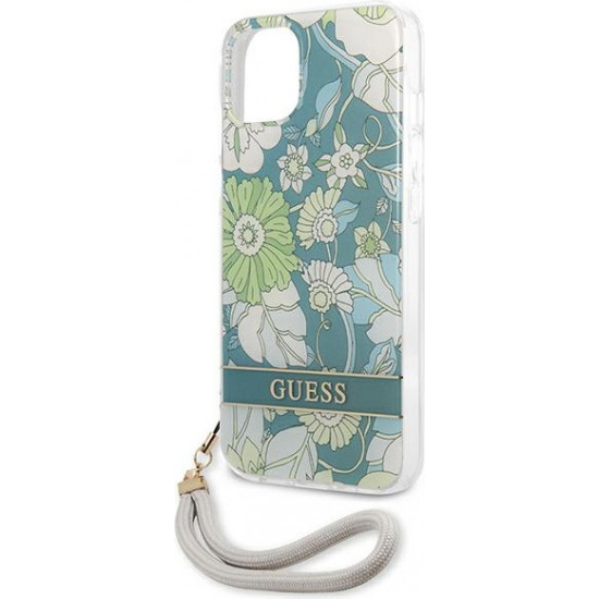 Guess GUHCP13MHFLSN Apple iPhone 13 green hardcase Flower Strap