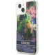 Guess GUHCP13SLFLSB Apple iPhone 13 mini blue hardcase Flower Liquid Glitter