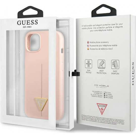 Guess GUHCP13SSLTGP Apple iPhone 13 mini pink hardcase Silicone Triangle