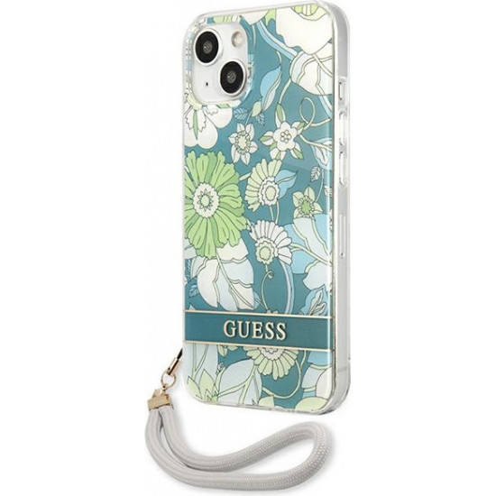 Guess GUHCP13SHFLSN Apple iPhone 13 mini green hardcase Flower Strap