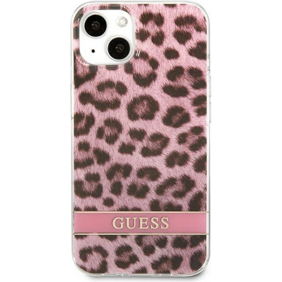 Guess GUHCP13SHSLEOP Apple iPhone 13 mini pink hardcase Leopard