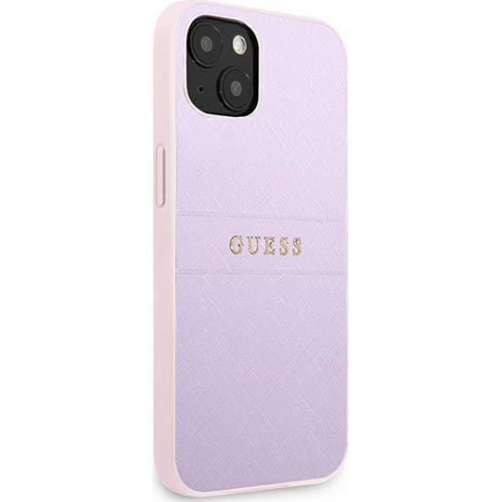 Guess GUHCP13SPSASBPU Apple iPhone 13 mini purple Saffiano Hot Stamp & Metal Logo