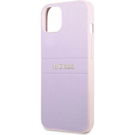 Guess GUHCP13SPSASBPU Apple iPhone 13 mini purple Saffiano Hot Stamp & Metal Logo