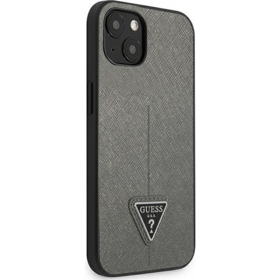 Guess GUHCP13SPSATLG Apple iPhone 13 mini silver hardcase Saffiano Triangle Logo