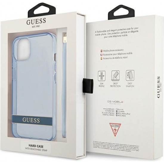 Guess GUHCP13SHTSGSB Apple iPhone 13 mini blue hardcase Translucent Stap