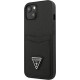 Guess GUHCP13SPSATPK Apple iPhone 13 mini black hardcase SaffianoTriangle Logo Cardslot