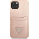 Guess GUHCP13SPSATPP Apple iPhone 13 mini pink hardcase SaffianoTriangle Logo Cardslot