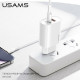 USAMS Wall Charger 1xUSB-C+1xUSB T35 20W PD3.0 +QC3.0 Fast Charging white CC121TC01 (US-CC121)