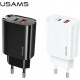 USAMS Wall Charger 1xUSB-C+1xUSB T35 20W PD3.0 +QC3.0 Fast Charging white CC121TC01 (US-CC121)