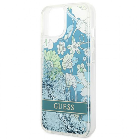 Guess GUHCP14MLFLSN Apple iPhone 14 Plus green hardcase Flower Liquid Glitter