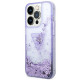 Guess GUHCP14LLFCTPU Apple iPhone 14 Pro purple hardcase Liquid Glitter Palm Collection