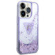 Guess GUHCP14LLFCTPU Apple iPhone 14 Pro purple hardcase Liquid Glitter Palm Collection