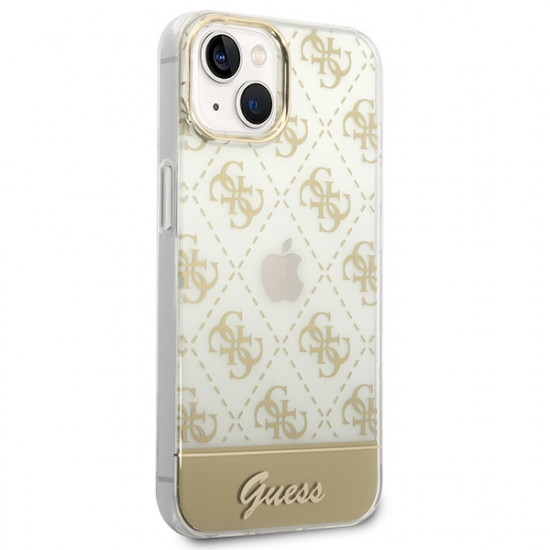 Guess GUHCP14MHG4MHG Apple iPhone 14 Plus gold hardcase 4G Pattern Script