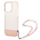 Guess GUHCP14XHGCOHP Apple iPhone 14 Pro Max pink hardcase Translucent Pearl Strap