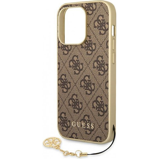 Guess GUHCP14LGF4GBR Apple iPhone 14 Pro brown hardcase 4G Charms Collection