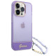 Guess GUHCP14LHGCOHU Apple iPhone 14 Pro purple hardcase Translucent Pearl Strap