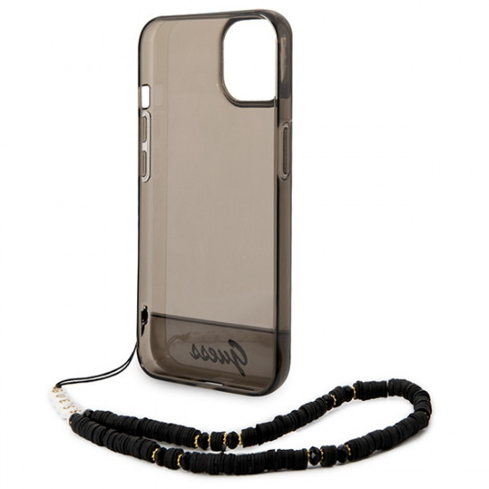 Guess GUHCP14MHGCOHK Apple iPhone 14 Plus black hardcase Translucent Pearl Strap