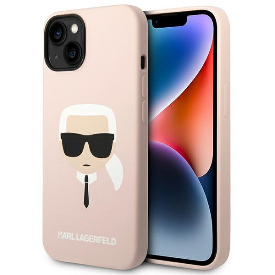 Karl Lagerfeld KLHMP14MSLKHLP Apple iPhone 14 Plus hardcase light pink Silicone Karl`s Head Magsafe